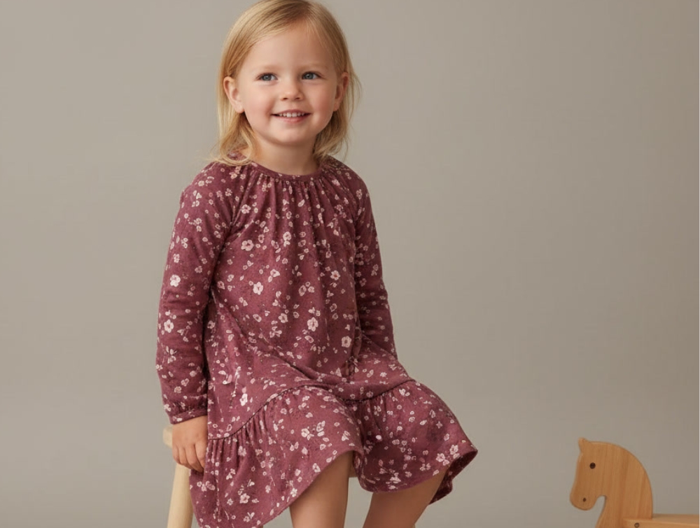 Soft Gallery Kjole Alma Oxblood Red Flowery - Str. 1.5y 86cm