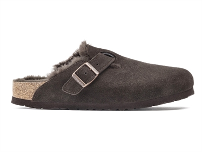 Birkenstock Boston shearling clog mocha med justerbar rem (medium-bred)