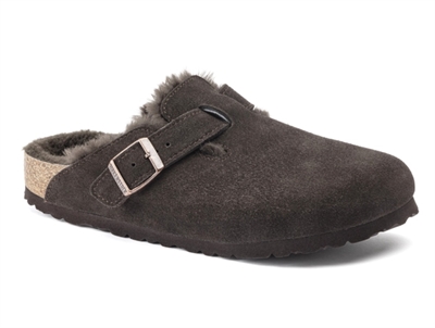 Birkenstock Boston shearling clog mocha med justerbar rem (medium-bred)