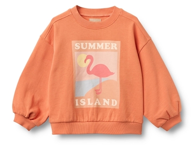 Wheat Eliza sweatshirt i sunkissed orange med flamingoprint forfra