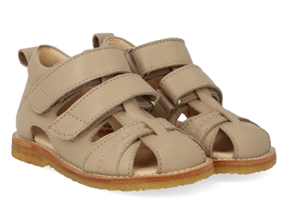 Angulus begynder sandal i sand til børn med velcroremme og kontraststikninger