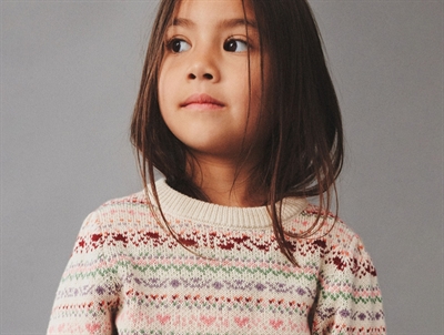 Pige med Wheat striktrøje multi med jacquardmønster
