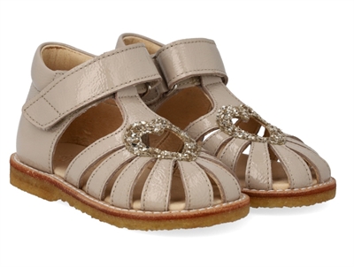 Angulus sandal sand med glitterhjerte og velcro