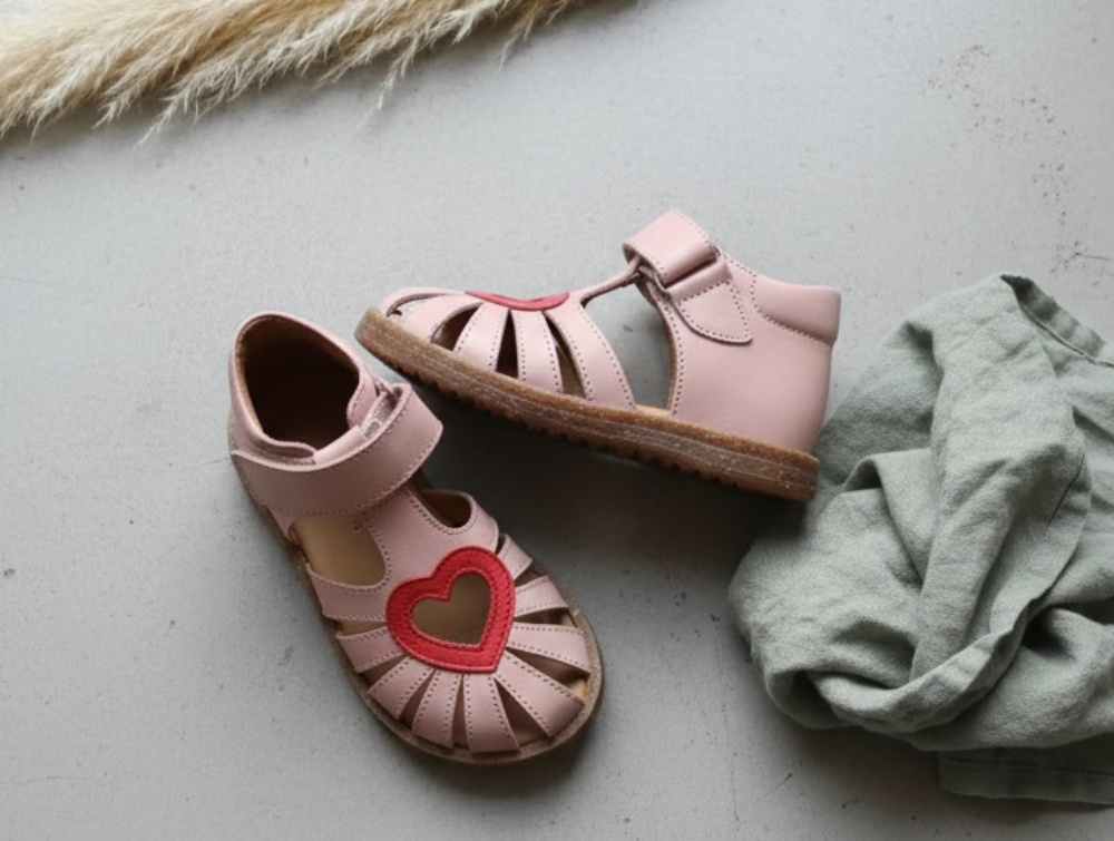 Angulus Pale Rose/red Hjerte Sandal - Str. 22