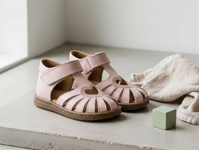 Angulus pale rose glitter sandal med hjerte