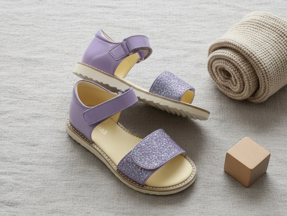 Angulus Lilla Confetti Sandal Glitter - Str. 28 billede