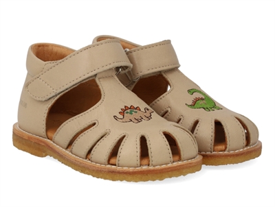 Angulus sandal sand med velcro og dinobroderi