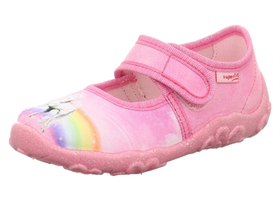 Superfit BONNY hjemmesko rosa tekstil med enhjørning og regnbue front