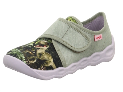 Superfit BUBBLE hjemmesko grøn med dinosaur print og velcro