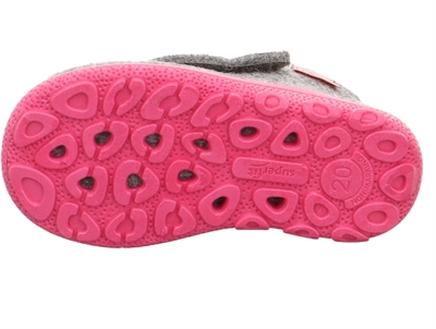 Superfit hjemmesko grå med kat og glimmer set fra sålen