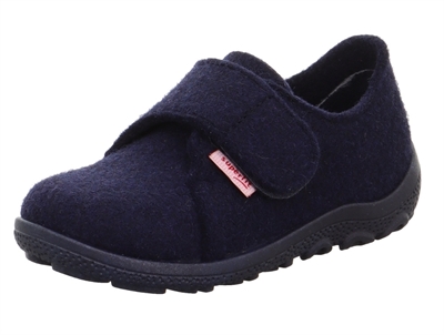 Superfit HAPPY OCTI mørkeblå hjemmesko i uldfilt med velcro
