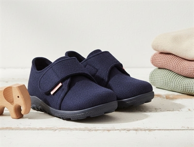 Superfit HAPPY OCTI hjemmesko mørkeblå i uldfilt med velcro