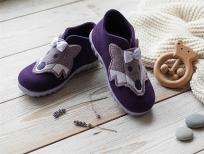 Superfit lila hjemmesko Happy uldfilt