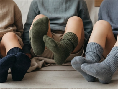 MP strømper olivine mix 3-pak i uld med ribstruktur