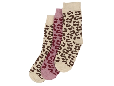 3-pak strømper med leopardprint fra MiniPop i leo mix