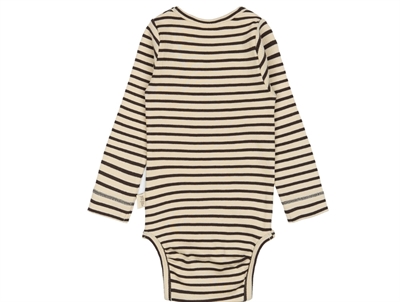 Petit Piao body brunstribet med trykknaplukning bagfra