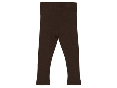 Petit Piao leggings i farven coffee bean med ribstruktur set bagfra