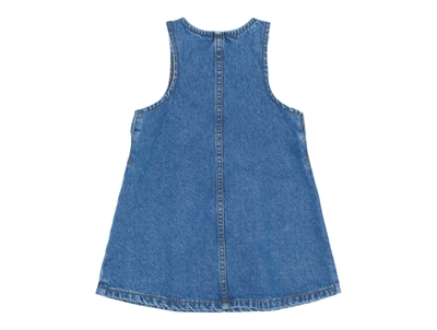 THE NEW siblings denimkjole medium blue denim med smiley og Love More lommer forside