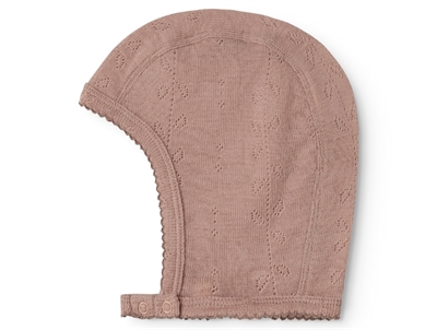 MarMar Copenhagen hjelm i burnt rose uld pointelle set fra siden