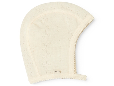 MarMar Copenhagen baby hjelm i natural uld pointelle set bagfra