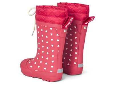 Angulus vintergummistøvle i rød med hjerteprint