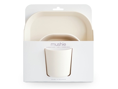 Mushie spisesæt firkantet ivory