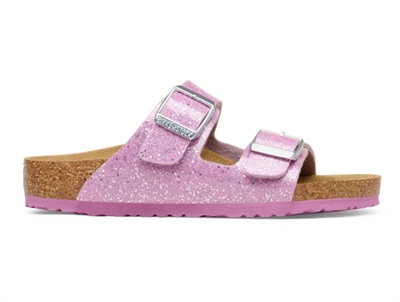 Birkenstock Arizona Kids sandal i lill med glitter og to spænder
