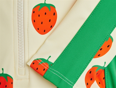 Mini Rodini uv badedragt i off-white med jordbærprint detalje