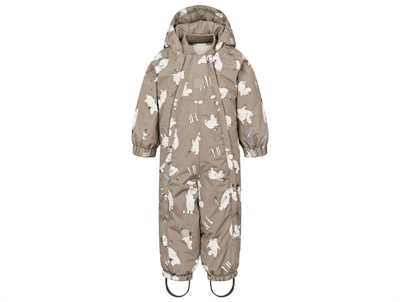 MarMar flyverdragt moomin print beige med hætte set forfra