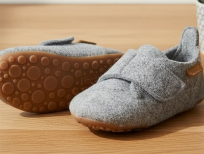 Bisgaard grå hjemmesko med velcro