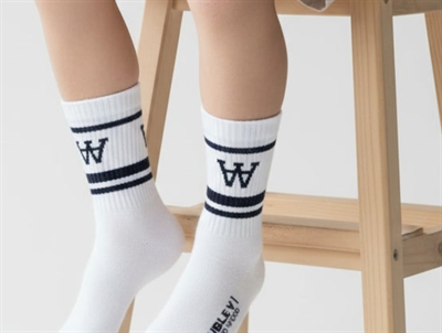 Wood Wood white/navy strømper (2-pak)