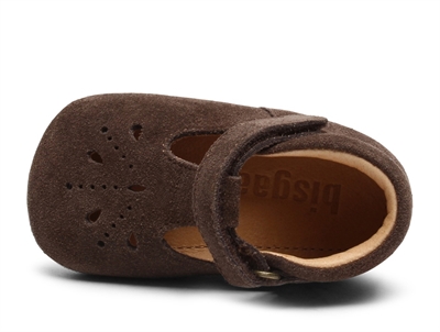 bisgaard bloom hjemmesko i mørkebrun ruskind set fra siden
