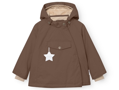 Mini A Ture vinterjakke chestnut brown forfra med refleksstjerne