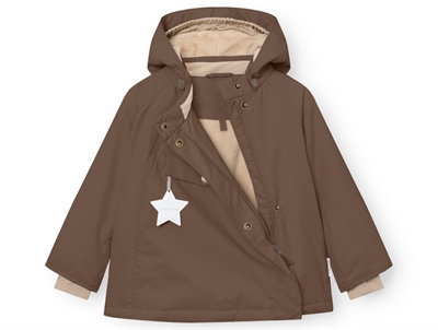 Mini A Ture vinterjakke chestnut brown med åben lynlås og fleecefor
