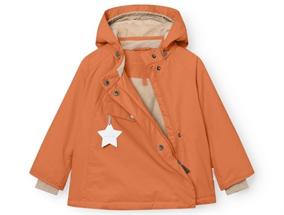 MINI A TURE vinterjakke leather brown med fleece og Thermolite med lynlåsen åben