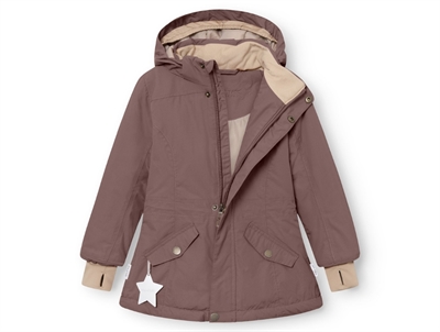 Mini A Ture vinterjakke i peppercorn plum med åben lynlås