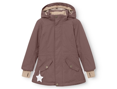 Mini A Ture vinterjakke i peppercorn plum set forfra