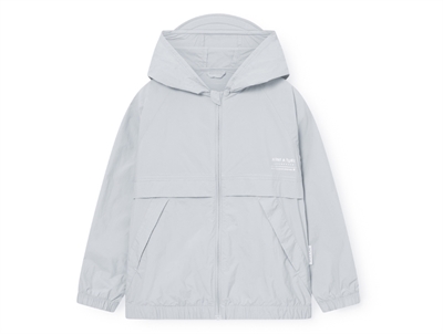 Mini A Ture Asla UV overgangsjakke pearl blue med hætte forfra