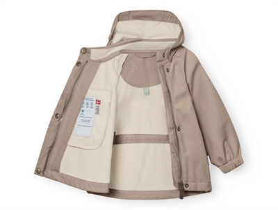 Mini A Ture Matwai softshell overgangsjakke i grey brown med fleecebagside
