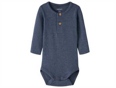 Name It body vintage indigo melange med knapper