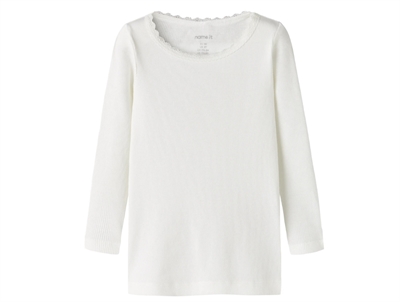 Name It bluse i råhvid nuance med blondekant