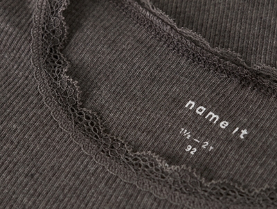 name it ribbluse delicioso melange med blondekant detalje