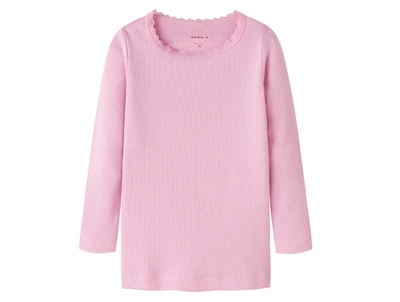 name it ribbluse sweet dreams melange med blondekant forfra