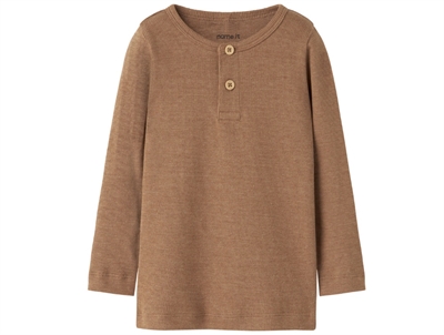 Name It bluse toasted coconut melange med knapper