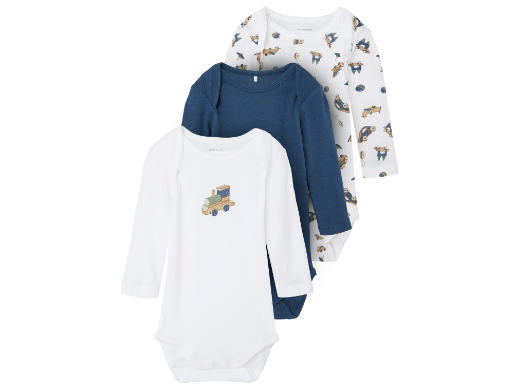 Name It Dark Denim Body Trælegetøj (3-pak) - Str. 0m 50cm