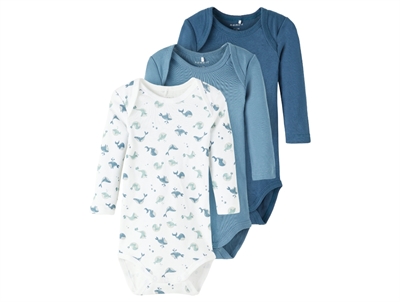 Name It majolica blue body hvaler (3-pak)