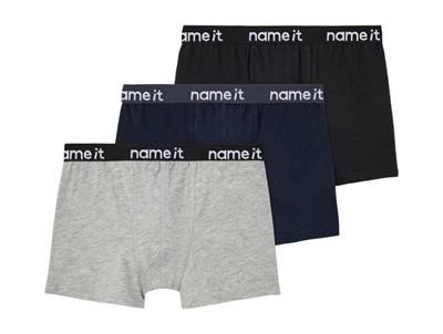 Name It boxershorts i sort blå og grå 3 pak