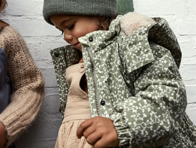 Lil Atelier oil green printet vinterjakke