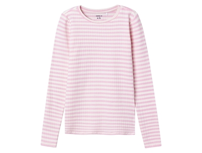 Name It bluse i rosa med striber og ribstruktur