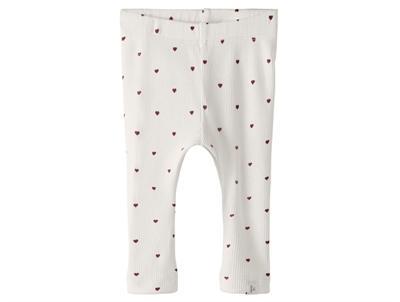 Lil' Atelier leggings coconut milk med hjerteprint
